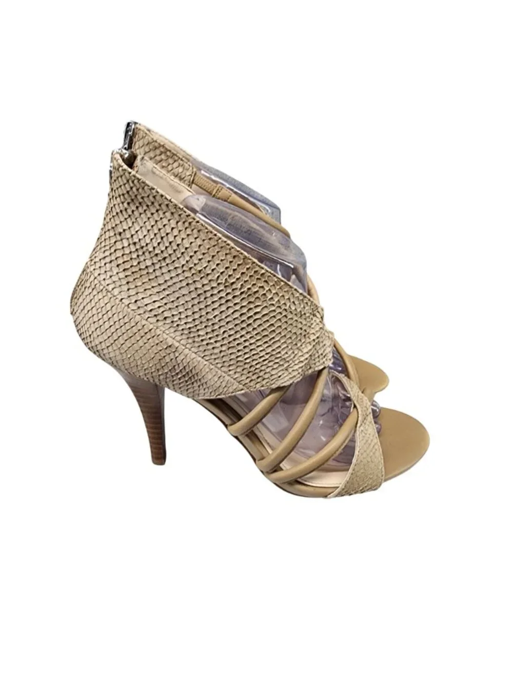Calvin Klein Shoes Womens Size 9 Tan Leather Richelle Peep Toe Sandals *Read*